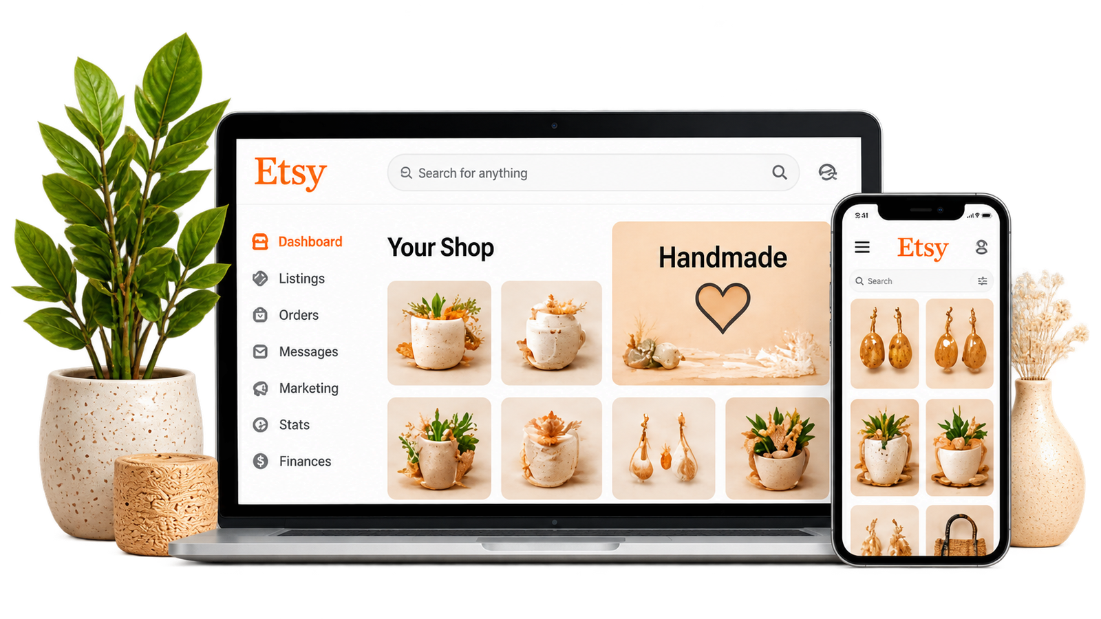 Etsy training dashboard on laptop