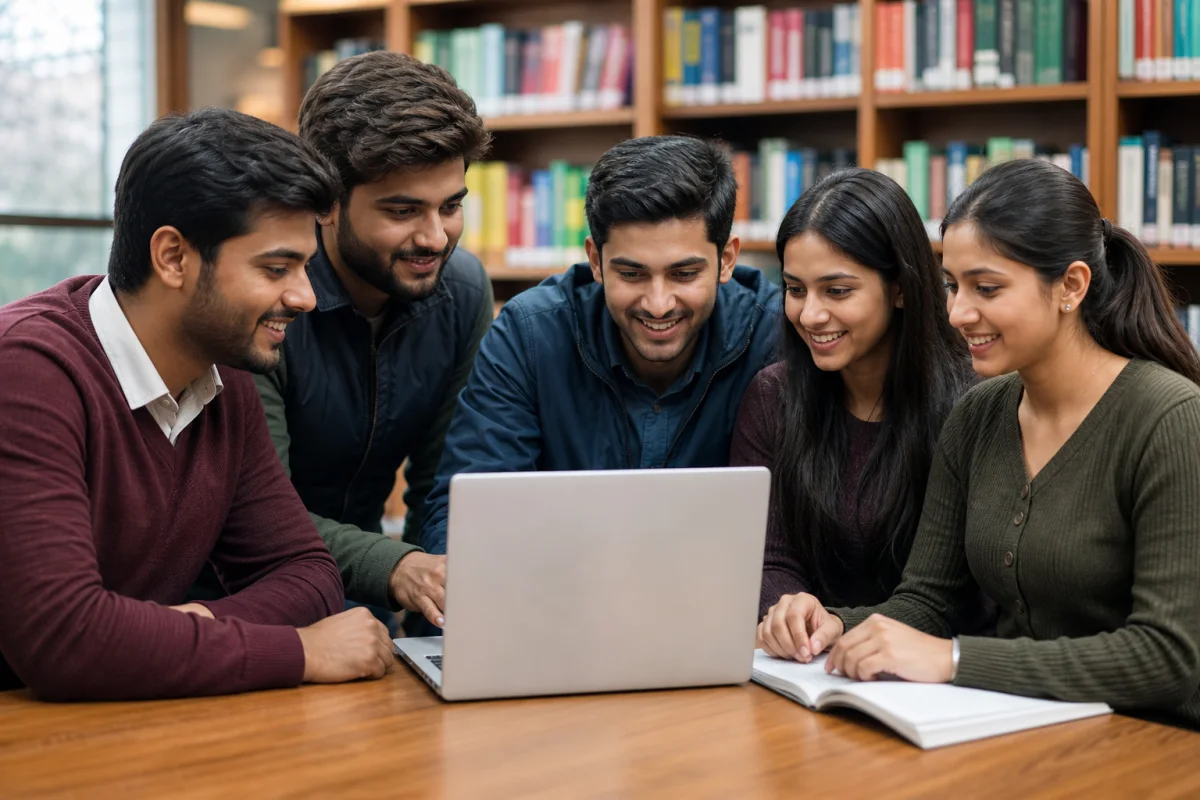 Students using learning resources